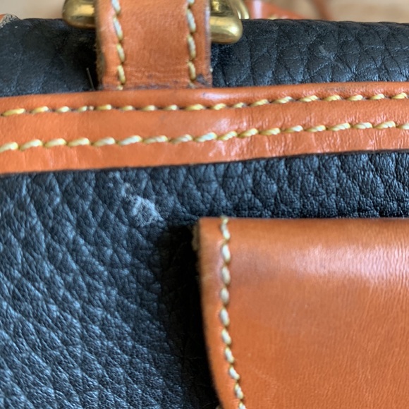 Dooney & Bourke USA Vintage Mini Calvary Crossbody Black/Tan Leather Purse - Picture 7 of 10